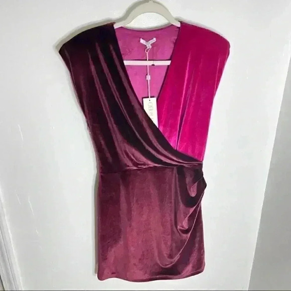 Ronny Kobo Carol Two Tone Colorblock Velvet Dress Size Large - Picture 4 of 9